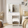 Dressing Table Wood Makeup Desk with Slide Mirror 5 Drawers Stool Bedroom White