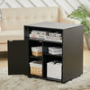 Rolling Portable Office Storage Unit Printer Side Table Wooden Shelves PC Rack