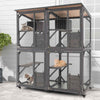 182 cm Tall Large Wooden Cat House Outdoor Catio Kitten Enclosure-Grey