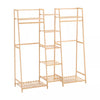 Heavy Duty Wooden Clothes Rail Rack Garment Hanging Stand Open Wardrobe Shelf