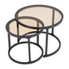 2PCS Round Metal Glass Coffee Table Nesting Sofa Side End Tables Accent Tables
