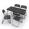 Rattan Effect Metal Folding 4ft Table & 4 Chairs Outdoor Indoor Furniture Dining