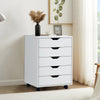 5 Drawer File Cabinet Mobile Office Cabinet with Wheels File Folder Rustic White