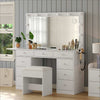 Vanity Desk with Power Outlet, Makeup Vanity with Mirror, Dressing Table Drawers