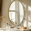 Gold Aluminum Frame Oval Vanity Mirror Wall Mounted Art Mirror for Bedroom Decor