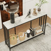 Stone-Top Marble Console Table Black Metal Frame with Shelf Side Table Bookshelf
