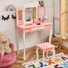 Kids Vanity Table & Chair Set Children Makeup Dressing Table with Mirror