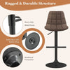 Height Adjustable Bar Stools Set of 2 w/ Fabric Backrest & Padded Seat Brown