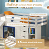 Single Size Farmhouse Loft Bed Frame with Storage Space & Ladder-Blue