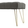 Velvet Long Seat Bench Dining Chairs Soft Padded Metal Legs Lounge Stool Home