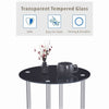 2 Tier Round Black Tempered Glass Sofa Side End Table Bedside Table with Storage