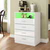 Bedroom White Chest of 4 Drawers High Gloss Bedside Cabinet with RGB LED Lights