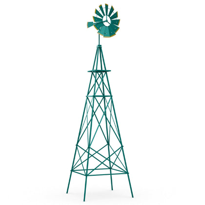 8 FT Ornamental Windmill All-Weather Metal Wind Mill Decorative Weathervane