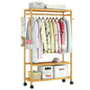 Strong Wooden Clothes Rail Scarf Cart Hanging Garment Coat Rack Rolling Stand UK