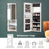 Lockable Jewelry Storage Cabinet Wall-mounted LED Jewelry Armoire w/Full Mirror