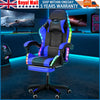 Blue Gaming Chair with RGB LED illuminat Ergonomic Computer Swivel Office Xcfnwz