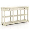 3-Tier Console Table Wooden Sofa Side Table W/ Storage Shelves-White