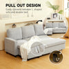 3-Seater L-Shaped Sofa Bed with Storage Pull-Out Convertible Chaise Grey