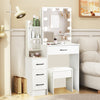 LED Vanity Table Set Sliding Lighted Mirror Dressing Table 6 Drawer Dresser Desk