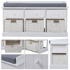 Shoe Bench 3 Drawers 3 Baskets Hallway Footware Organiser Cabinet Cushion Seat