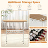 Natural Dining Table Set 3PCS with 2 Stools Storage Rack Footrest
