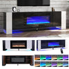 70'' TV Stand Cabinet, 36'' Electric Fireplace Media Entertainment LED RGB Light