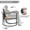 3 Pcs Outdoor Rocking Bistro Set PE Rattan Rocking Chair Set w/Cushions-Brown