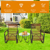 3Pcs Outdoor Rattan Sofa Set Garden Patio Furniture Set with Adjustable Feet
