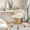 360° Swivel Home Office Desk Chair Upholstered Computer Chair-Beige