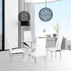 Dining Table and 2/4/6 Chairs Set Tempered Glass PVC Leather Rectangle White NEW