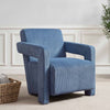 Dusk Ciara Accent Chair in Blue Corduroy with Hattie-1 Drawer Side Unit RRP £599