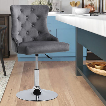1/2 Bar Stools Crushed Velvet Cushioned Breakfast Chairs Swivel Gas Lift Kitchen