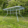 Garden Table Glass Top Patio Metal Frame Rectangle Large Outdoor Dining
