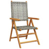 Reclining Garden Chairs 6 pcs Grey Poly Rattan and Solid Wood N9R8
