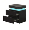 High Gloss Front Nightstand With Top Storage - Bedside Table With 2 Drawers