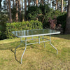 Garden Table Glass Top Patio Metal Frame Rectangle Large Outdoor Dining