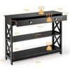 X-Design Entryway Table 3-Tier Console Table Living Room Sofa Table-Black