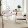 Comfy Side Armchair Modern Leisure Chair with Metal Armrests-White