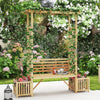 Wooden Outdoor Bench w/Pergola Garden Bench Arbor Arch Side Trellis