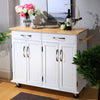 Kitchen Rolling Storage Trolley Cart Island Shelves Cupboard W/ Drawer & Cabinet