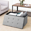 Gray fabric two-seater folding storage stool storage toy box chair seat UK