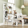Wooden Storage Organizer 4-Tier Stepped Bookshelf-White
