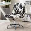 Task Chair Cow Print Velvet Plush Accent Office Chair Swivel Computer Desk Chair
