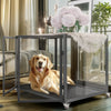 Large Pet Dog Crate See Through Glass Kennel Cage Strong Aluminum Frame Lockable