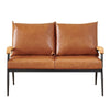 Double Sofa Armchair Faux Leather Back Cushion Metal Frame Leg Oak Armrest Brown