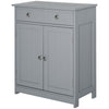 Bathroom Floor Storage Cabinet w/ 2 Drawers Door Cupboard Grey
