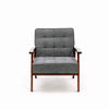New Accent Chair Wood Frame with Cushion Balck Wide Seat Armchair
