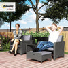 Wicker Patio Conversation Set with 2 Armchairs and 6 Cushions Grey