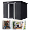 4 x 8ft Metal Shed Pent Roof Garden Shed Outdoor Tools Storage House with Base