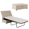 Folding Ottoman Sleeper with Mattress 2-in-1 Convertible Single Sofa Bed Beige